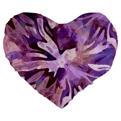 Plum Purple Abstract Floral Pattern Large 19  Premium Heart Shape Cushions by SpinnyChairDesigns