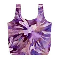 Plum Purple Abstract Floral Pattern Full Print Recycle Bag (l) by SpinnyChairDesigns