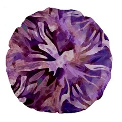 Plum Purple Abstract Floral Pattern Large 18  Premium Flano Round Cushions by SpinnyChairDesigns