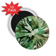 Green Brown Abstract Floral Pattern 2 25  Magnets (10 Pack)  by SpinnyChairDesigns