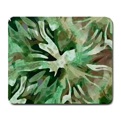 Green Brown Abstract Floral Pattern Large Mousepads by SpinnyChairDesigns