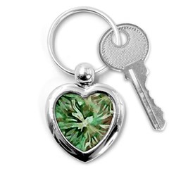 Green Brown Abstract Floral Pattern Key Chain (heart) by SpinnyChairDesigns