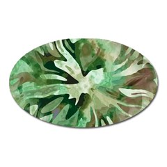 Green Brown Abstract Floral Pattern Oval Magnet by SpinnyChairDesigns