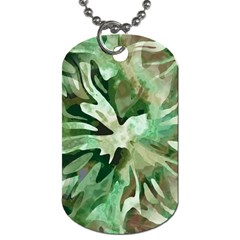 Green Brown Abstract Floral Pattern Dog Tag (one Side) by SpinnyChairDesigns