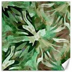 Green Brown Abstract Floral Pattern Canvas 20  X 20  by SpinnyChairDesigns