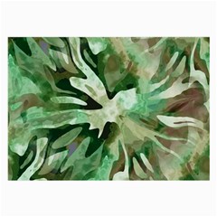 Green Brown Abstract Floral Pattern Large Glasses Cloth by SpinnyChairDesigns