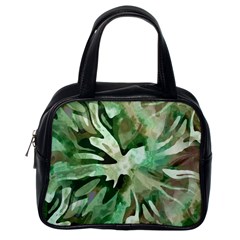 Green Brown Abstract Floral Pattern Classic Handbag (one Side) by SpinnyChairDesigns