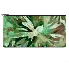 Green Brown Abstract Floral Pattern Pencil Case by SpinnyChairDesigns