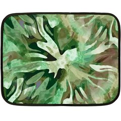 Green Brown Abstract Floral Pattern Double Sided Fleece Blanket (mini)  by SpinnyChairDesigns