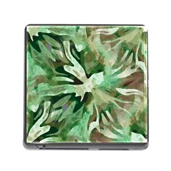 Green Brown Abstract Floral Pattern Memory Card Reader (square 5 Slot) by SpinnyChairDesigns