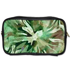 Green Brown Abstract Floral Pattern Toiletries Bag (one Side) by SpinnyChairDesigns