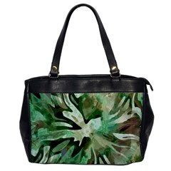 Green Brown Abstract Floral Pattern Oversize Office Handbag by SpinnyChairDesigns