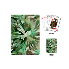 Green Brown Abstract Floral Pattern Playing Cards Single Design (mini) by SpinnyChairDesigns