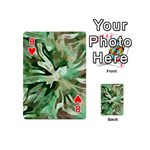 Green Brown Abstract Floral Pattern Playing Cards 54 Designs (Mini) Front - Heart8