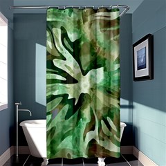 Green Brown Abstract Floral Pattern Shower Curtain 36  X 72  (stall)  by SpinnyChairDesigns