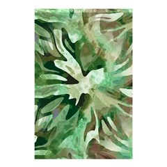 Green Brown Abstract Floral Pattern Shower Curtain 48  X 72  (small)  by SpinnyChairDesigns