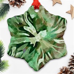 Green Brown Abstract Floral Pattern Ornament (snowflake) by SpinnyChairDesigns