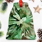 Green Brown Abstract Floral Pattern Bell Ornament (Two Sides) Front