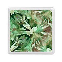 Green Brown Abstract Floral Pattern Memory Card Reader (square) by SpinnyChairDesigns