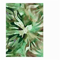 Green Brown Abstract Floral Pattern Small Garden Flag (two Sides) by SpinnyChairDesigns