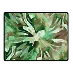 Green Brown Abstract Floral Pattern Double Sided Fleece Blanket (small)  by SpinnyChairDesigns