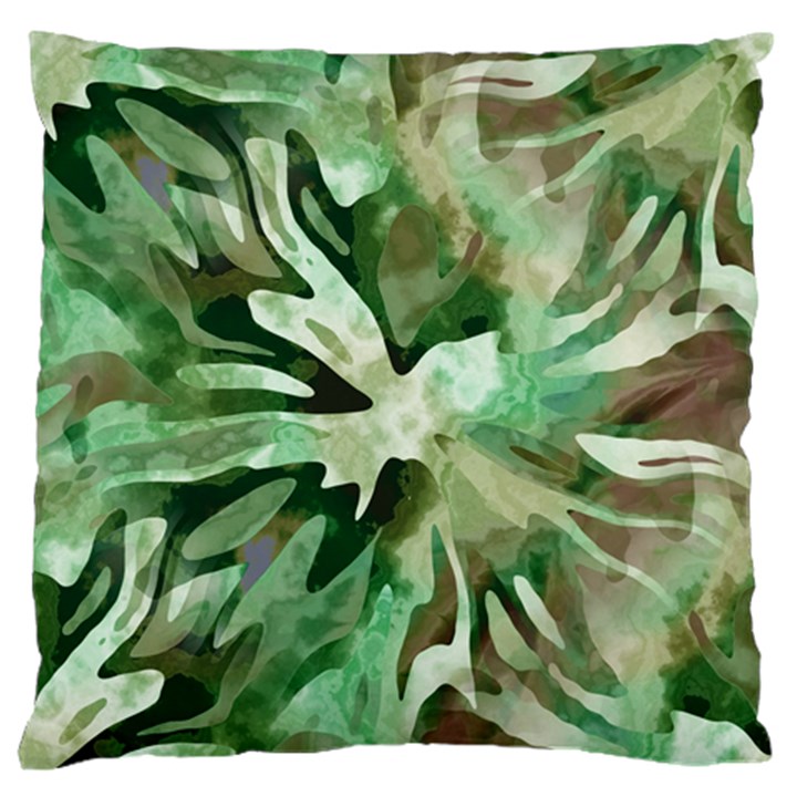 Green Brown Abstract Floral Pattern Standard Flano Cushion Case (Two Sides)