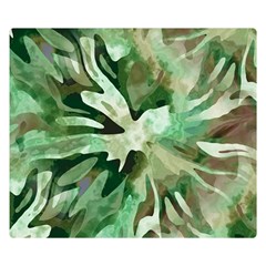 Green Brown Abstract Floral Pattern Double Sided Flano Blanket (small)  by SpinnyChairDesigns