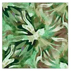 Green Brown Abstract Floral Pattern Large Satin Scarf (square) by SpinnyChairDesigns