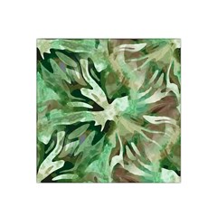 Green Brown Abstract Floral Pattern Satin Bandana Scarf by SpinnyChairDesigns