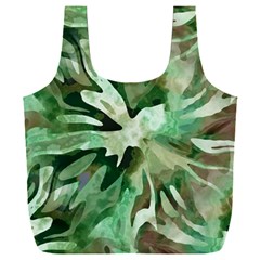 Green Brown Abstract Floral Pattern Full Print Recycle Bag (xxxl) by SpinnyChairDesigns