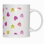 Cute Colorful Smiling Hearts Pattern White Mugs Right