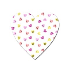 Cute Colorful Smiling Hearts Pattern Heart Magnet by SpinnyChairDesigns