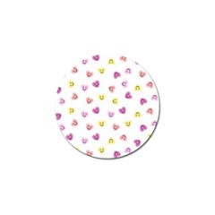 Cute Colorful Smiling Hearts Pattern Golf Ball Marker by SpinnyChairDesigns