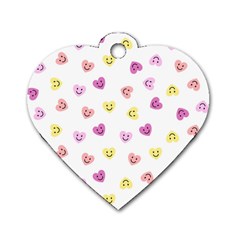 Cute Colorful Smiling Hearts Pattern Dog Tag Heart (one Side)