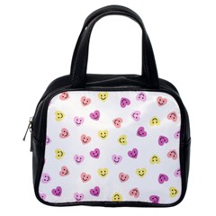 Cute Colorful Smiling Hearts Pattern Classic Handbag (one Side) by SpinnyChairDesigns