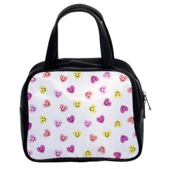 Cute Colorful Smiling Hearts Pattern Classic Handbag (two Sides) by SpinnyChairDesigns