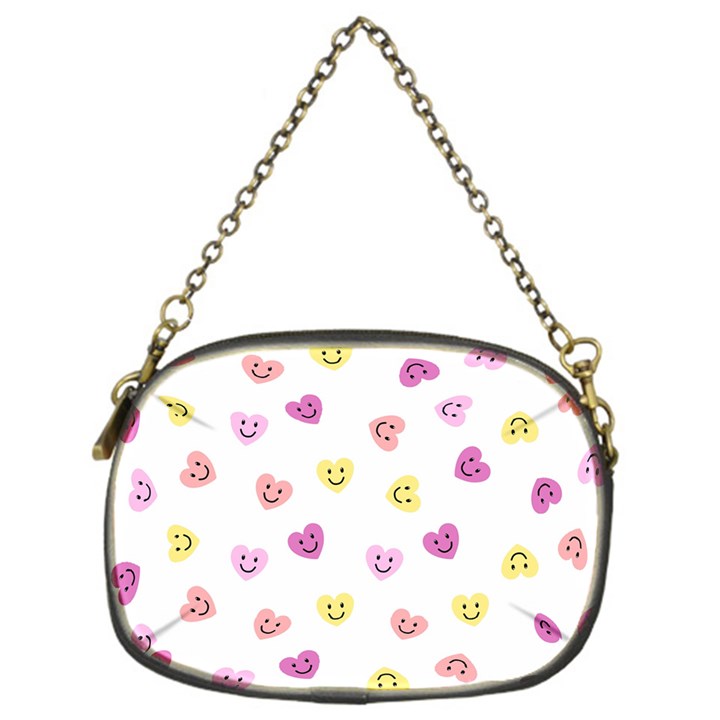 Cute Colorful Smiling Hearts Pattern Chain Purse (One Side)