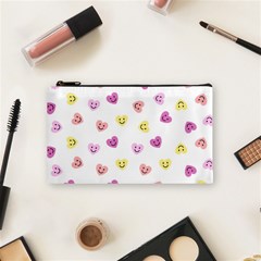 Cute Colorful Smiling Hearts Pattern Cosmetic Bag (small)