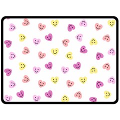 Cute Colorful Smiling Hearts Pattern Fleece Blanket (large)  by SpinnyChairDesigns