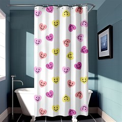 Cute Colorful Smiling Hearts Pattern Shower Curtain 36  X 72  (stall)  by SpinnyChairDesigns