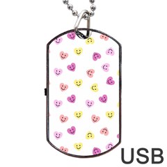 Cute Colorful Smiling Hearts Pattern Dog Tag Usb Flash (two Sides) by SpinnyChairDesigns