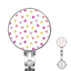 Cute Colorful Smiling Hearts Pattern Stainless Steel Nurses Watch