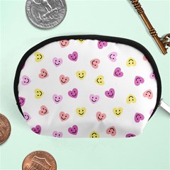 Cute Colorful Smiling Hearts Pattern Accessory Pouch (medium) by SpinnyChairDesigns