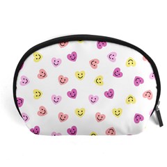 Cute Colorful Smiling Hearts Pattern Accessory Pouch (large) by SpinnyChairDesigns