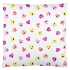 Cute Colorful Smiling Hearts Pattern Large Flano Cushion Case (two Sides) by SpinnyChairDesigns