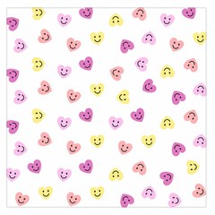 Cute Colorful Smiling Hearts Pattern Large Satin Scarf (square) by SpinnyChairDesigns