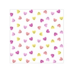 Cute Colorful Smiling Hearts Pattern Small Satin Scarf (square) by SpinnyChairDesigns