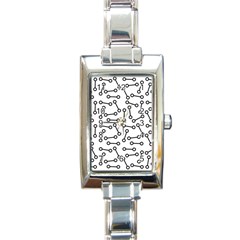 Abstract Black And White Minimalist Rectangle Italian Charm Watch by SpinnyChairDesigns