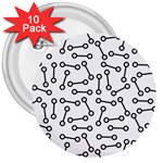 Abstract Black and White Minimalist 3  Buttons (10 pack)  Front