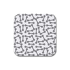 Abstract Black And White Minimalist Rubber Square Coaster (4 Pack)  by SpinnyChairDesigns